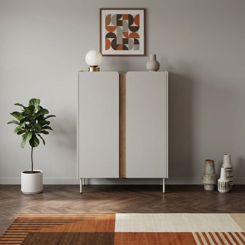 Lomar Skænk 90x120,4x40,5 cm - Sandstone, naturlig eg - Opbevaring - Opbevaringsmøbler - Skænke & sideboards