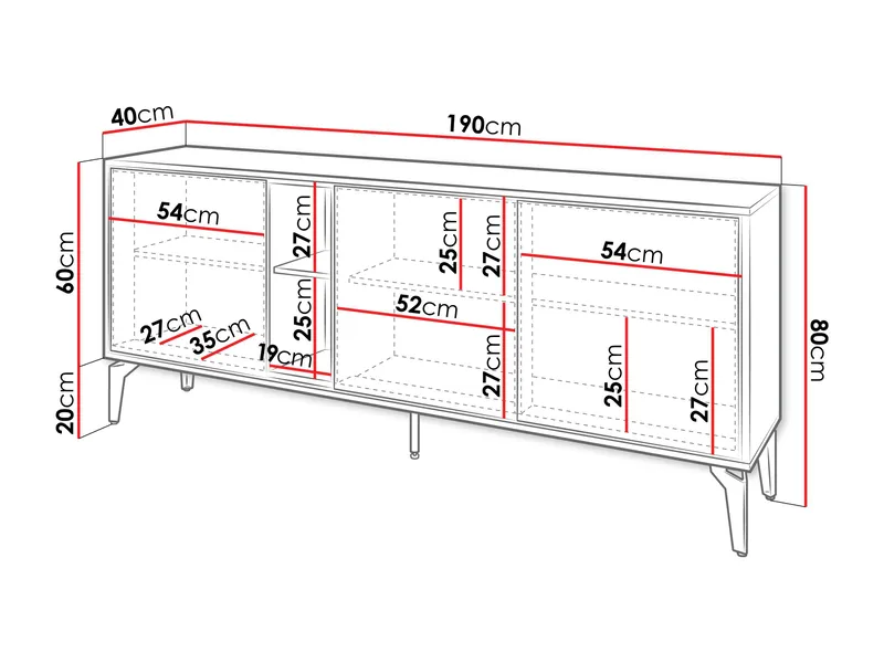Lorvenn Skænk 190x40 cm - Brun/Sort - Opbevaring - Opbevaringsmøbler - Skænke & sideboards