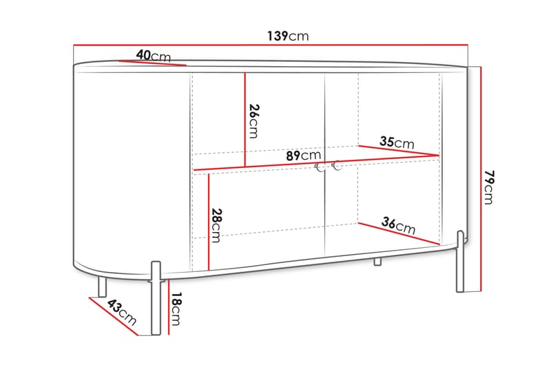 Maggio Skænk 139x43 cm - Beige - Opbevaring - Opbevaringsmøbler - Skænke & sideboards