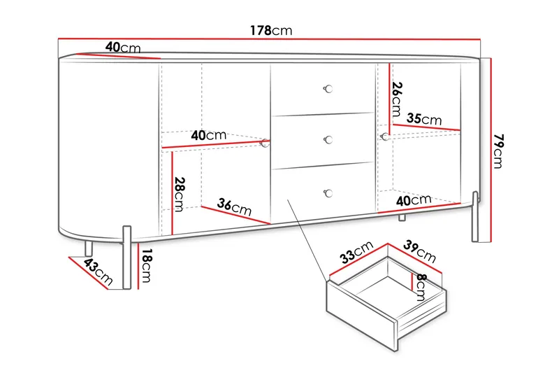 Maggio Skænk 178x43 cm - Beige - Opbevaring - Opbevaringsmøbler - Skænke & sideboards