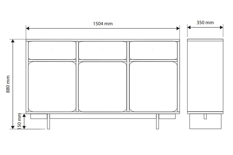 Marinport Kommode 150 cm - Beige - Opbevaring - Opbevaringsmøbler - Kommode
