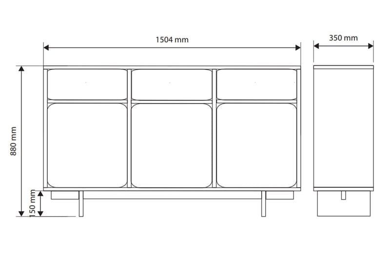 Marinport Kommode 150 cm - Beige - Opbevaring - Opbevaringsmøbler - Kommode