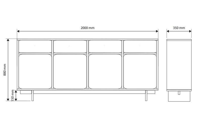 Marinport Kommode 200 cm - Beige - Opbevaring - Opbevaringsmøbler - Kommode