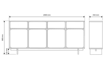 Marinport Kommode 200 cm - Beige - Opbevaring - Opbevaringsmøbler - Kommode