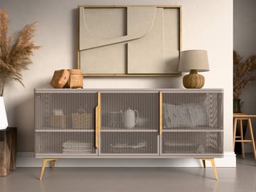 Mireva skænk 180 cm - beige/guld - Opbevaring - Opbevaringsmøbler - Skænke & sideboards