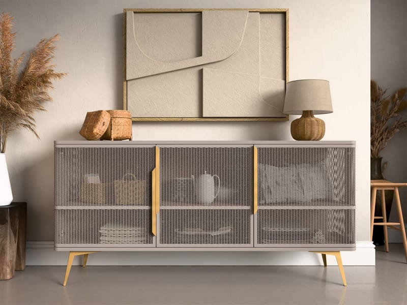 Mireva skænk 180 cm - beige/guld - Opbevaring - Opbevaringsmøbler - Skænke & sideboards
