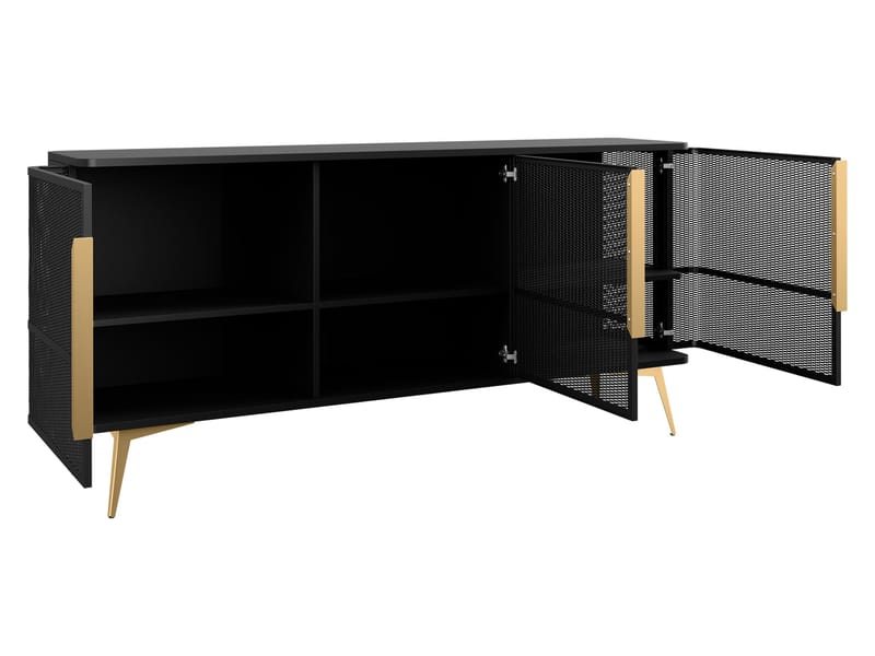 Mireva skænk 180 cm - sort/guld - Opbevaring - Opbevaringsmøbler - Skænke & sideboards