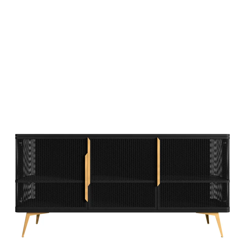 Mireva skænk 180 cm, sort/guld