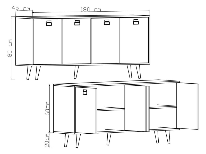 Mivora Konsolbord 180 cm - Sapphire Oak - Opbevaring - Opbevaringsmøbler - Skænke & sideboards