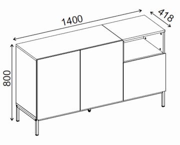 Morlen Konsol 140x80x41,8 cm - Natural Oak, Wood Black, Sandstone - Opbevaring - Opbevaringsmøbler - Skænke & sideboards