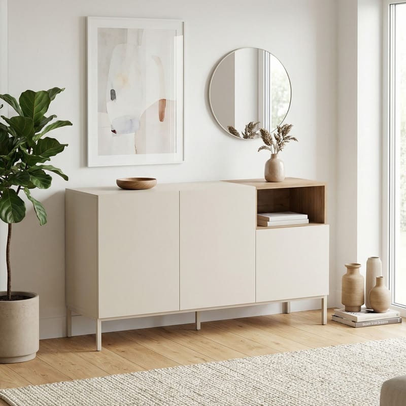 Morlen Konsol 140x80x41,8 cm - Sandsten naturlig eg - Opbevaring - Opbevaringsmøbler - Skænke & sideboards