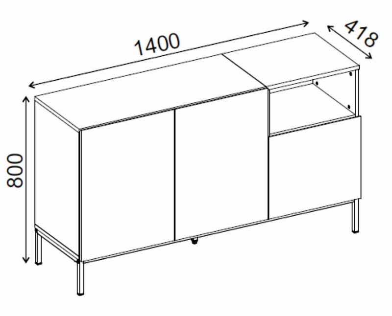 Morlen Konsol 140x80x41,8 cm - Sandsten naturlig eg - Opbevaring - Opbevaringsmøbler - Skænke & sideboards