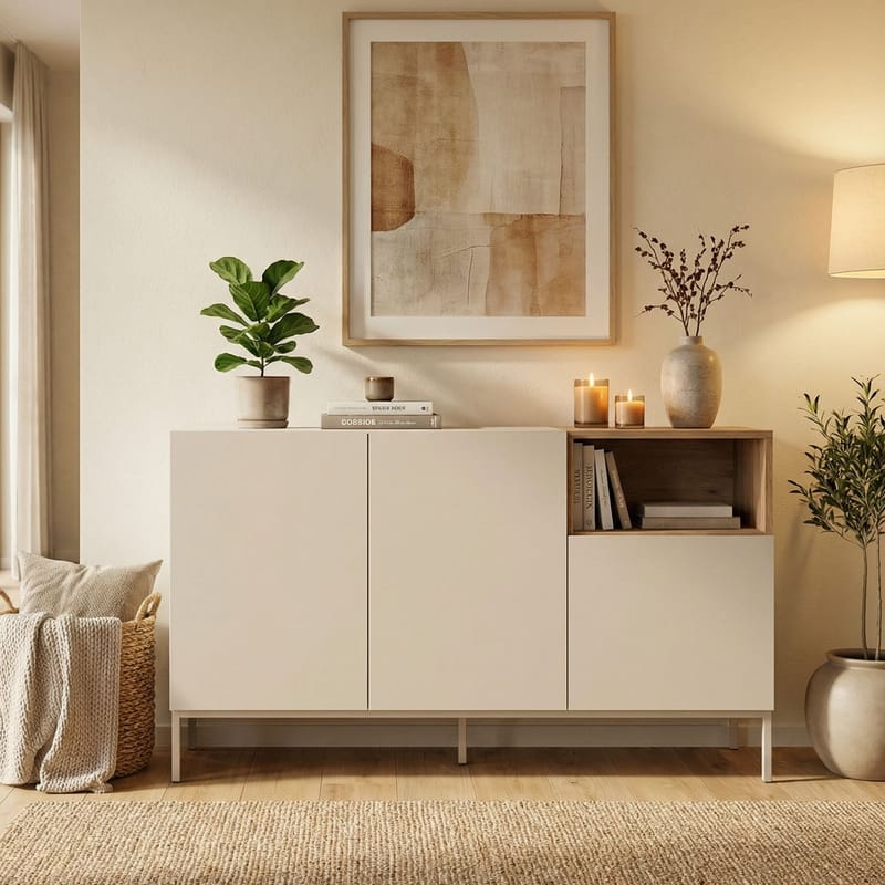 Morlen Konsol 140x80x41,8 cm - Sandsten naturlig eg - Opbevaring - Opbevaringsmøbler - Skænke & sideboards