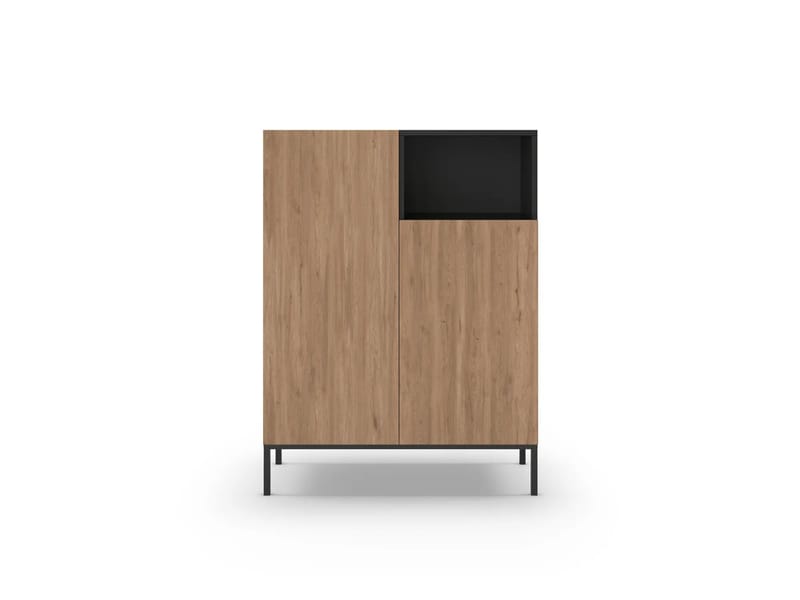 Morlen Skænk 90x120x41,8 cm - Natural Oak, Wood Black, Sandstone - Opbevaring - Opbevaringsmøbler - Skænke & sideboards