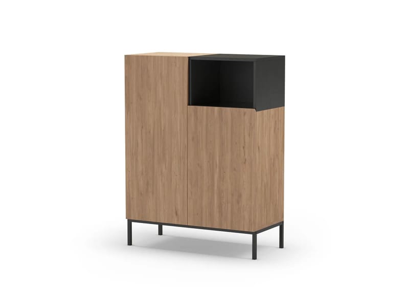 Morlen Skænk 90x120x41,8 cm - Natural Oak, Wood Black, Sandstone - Opbevaring - Opbevaringsmøbler - Skænke & sideboards