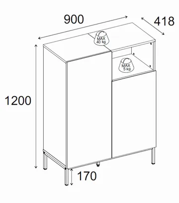 Morlen Skænk 90x120x41,8 cm - Sandstone og naturlig eg - Opbevaring - Opbevaringsmøbler - Skænke & sideboards