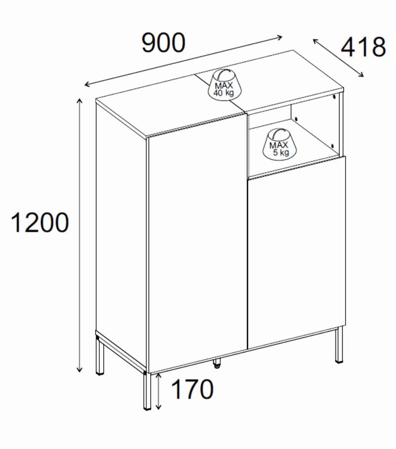 Morlen Skænk 90x120x41,8 cm - Sandstone og naturlig eg - Opbevaring - Opbevaringsmøbler - Skænke & sideboards
