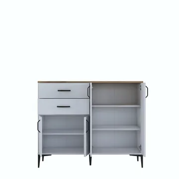Multifunktionsskab Wallxpert Hyla (120 x 98,6 x 45 cm) Hvid Valnød - Hvid og valnød - Opbevaring - Opbevaringsmøbler - Skænke & sideboards