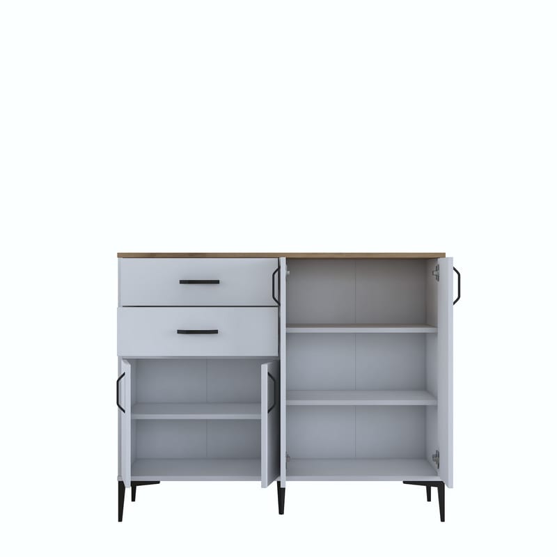 Multifunktionsskab Wallxpert Hyla (120 x 98,6 x 45 cm) Hvid Valnød - Hvid og valnød - Opbevaring - Opbevaringsmøbler - Skænke & sideboards