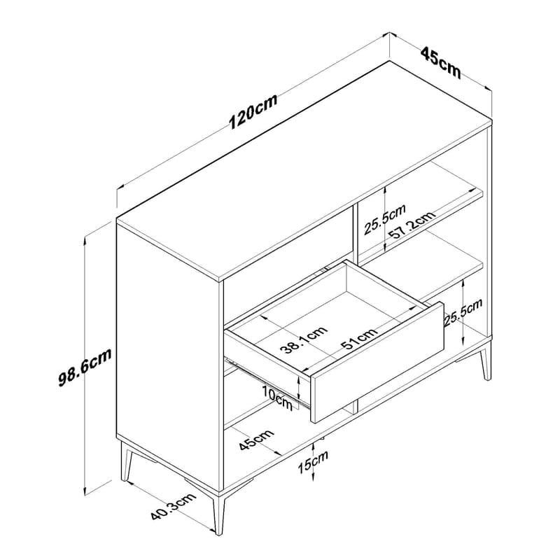 Multifunktionsskab Wallxpert Hyla (120 x 98,6 x 45 cm) Hvid Valnød - Hvid og valnød - Opbevaring - Opbevaringsmøbler - Skænke & sideboards