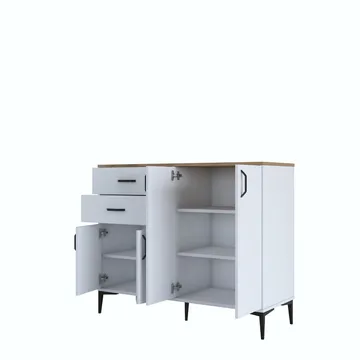 Multifunktionsskab Wallxpert Hyla (120 x 98,6 x 45 cm) Hvid Valnød - Hvid og valnød - Opbevaring - Opbevaringsmøbler - Skænke & sideboards