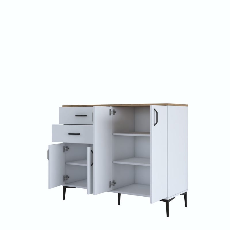 Multifunktionsskab Wallxpert Hyla (120 x 98,6 x 45 cm) Hvid Valnød - Hvid og valnød - Opbevaring - Opbevaringsmøbler - Skænke & sideboards