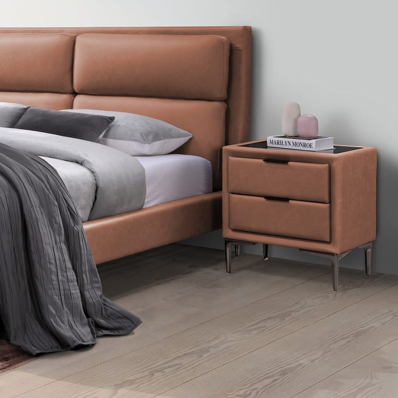 Natbord HOME4YOU Lena 50,5x41x54 cm cognacbrun - cognacbrun - Møbler - Borde - Aflastningsbord - Sengebord