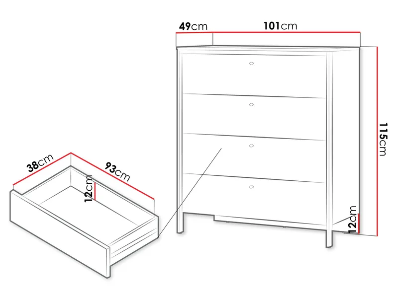 Navron Kommode 101 cm - Beige - Opbevaring - Opbevaringsmøbler - Kommode