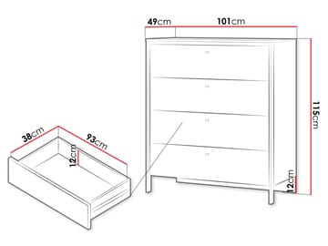 Navron Kommode 101 cm - Beige - Opbevaring - Opbevaringsmøbler - Kommode