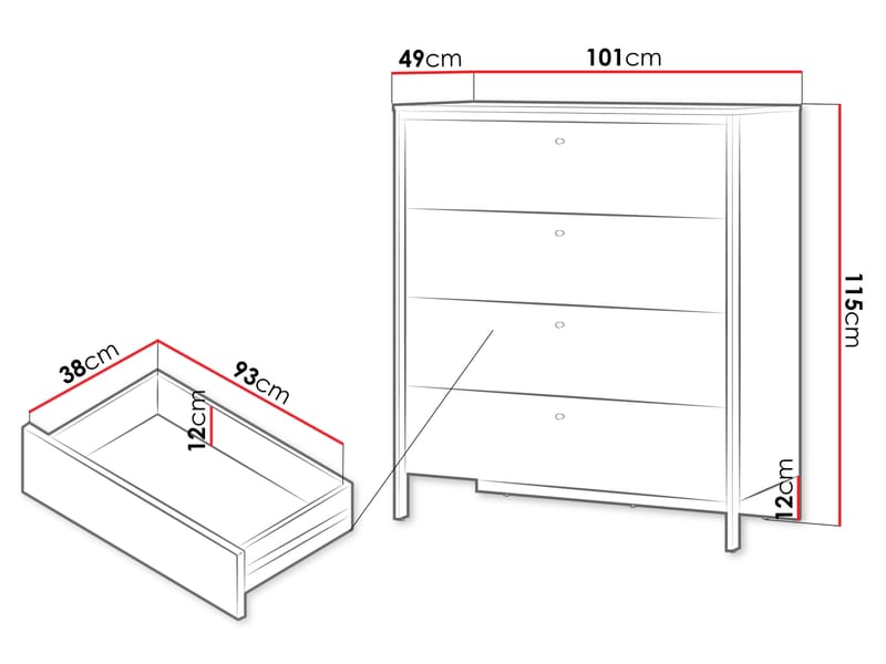 Navron Kommode 101 cm - Beige - Opbevaring - Opbevaringsmøbler - Kommode