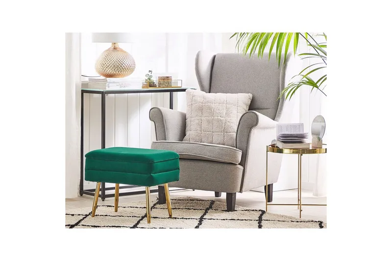 Opbevaringsbænk Odessa Grøn/guld - Grøn/guld - Opbevaring - Opbevaringsmøbler - Kister