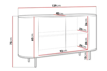 Pantego Skænk 139x40 cm - Brun - Opbevaring - Opbevaringsmøbler - Skænke & sideboards