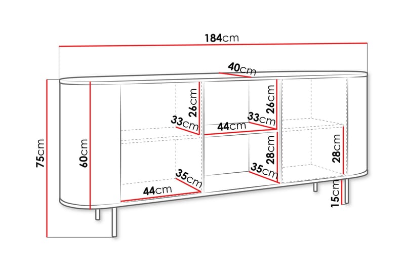Pantego Skænk 184x40 cm - Brun - Opbevaring - Opbevaringsmøbler - Skænke & sideboards