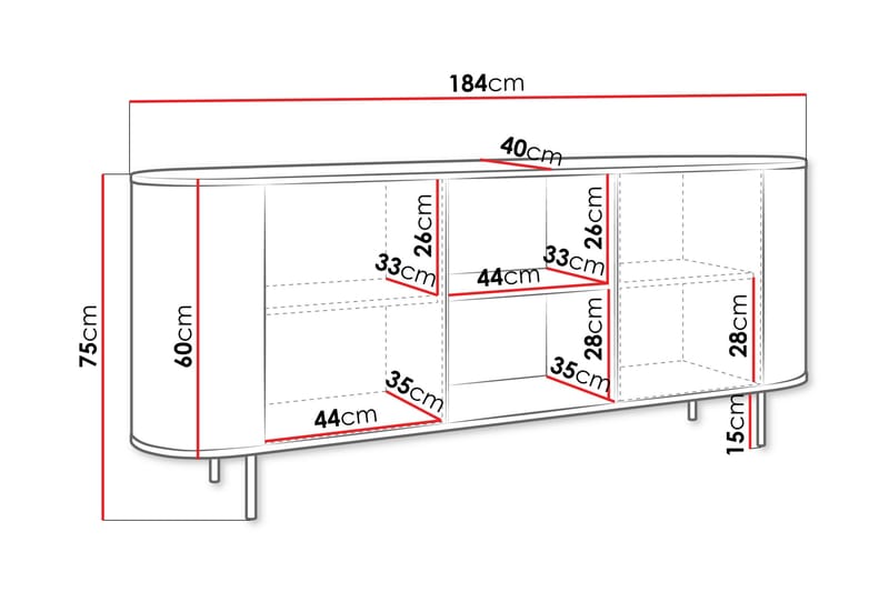 Pantego Skænk 184x40 cm - Opbevaring - Opbevaringsmøbler - Skænke & sideboards