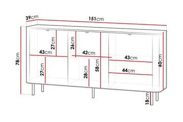 Pollena Skænk 151x39 cm - Brun - Opbevaring - Opbevaringsmøbler - Skænke & sideboards