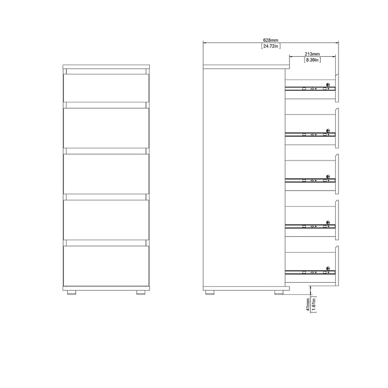 Rengo Kommode med 5 skuffer 40x40x107 cm - Opbevaring - Opbevaringsmøbler - Kommode