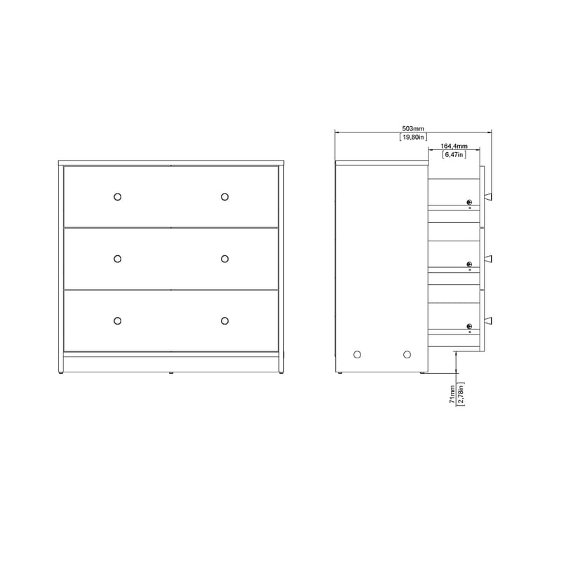Renor Kommode 3 skuffer 72x30x68 cm - Opbevaring - Opbevaringsmøbler - Kommode