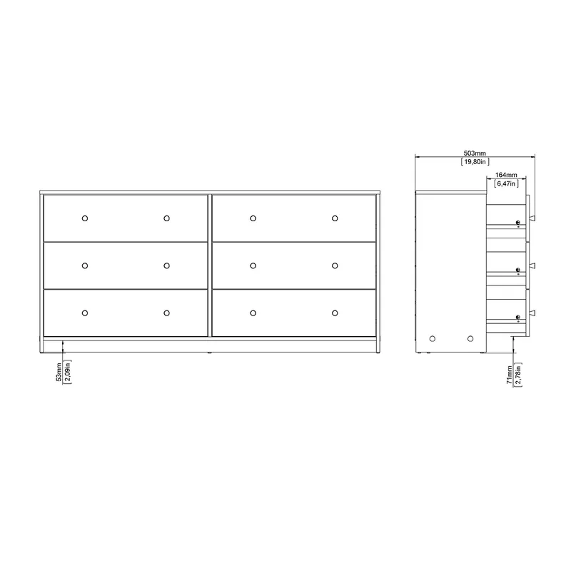 Renor Kommode dobbelt kommode med 6 skuffer 143x30x68 cm - Opbevaring - Opbevaringsmøbler - Kommode