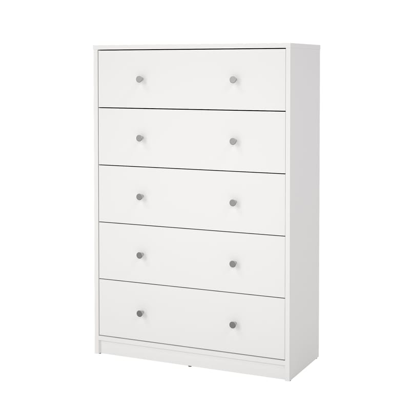 Renor Kommode med 5 skuffer Hvid 72x30x108 cm, undefined