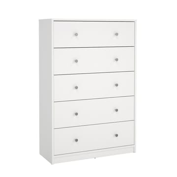Renor Kommode med 5 skuffer Hvid 72x30x108 cm - Opbevaring - Opbevaringsmøbler - Kommode