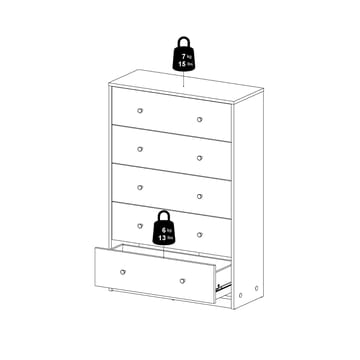Renor Kommode med 5 skuffer Hvid 72x30x108 cm - Opbevaring - Opbevaringsmøbler - Kommode
