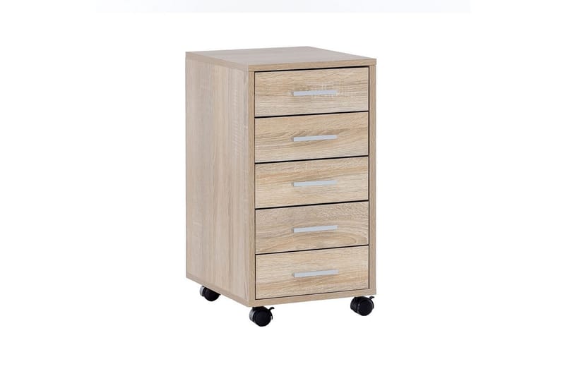 Rullecontainer Wohnling 5 skuffer med hjul, folieret spånplade, moderne stil Sonoma - Sonoma - Opbevaring - Opbevaringsmøbler - Kommode