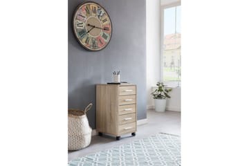 Rullecontainer Wohnling 5 skuffer med hjul, folieret spånplade, moderne stil Sonoma - Sonoma - Opbevaring - Opbevaringsmøbler - Kommode - Arkivskabe