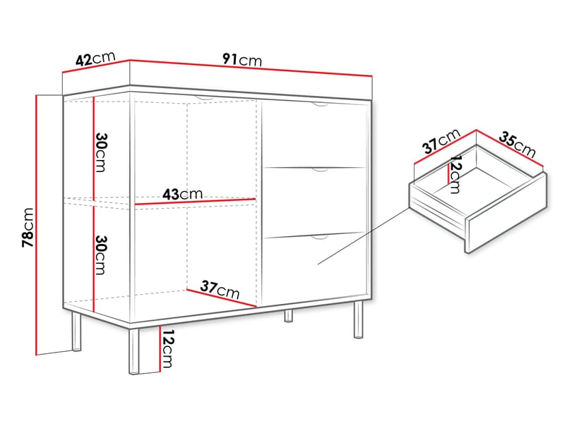 Salmor Skænk 91x42 cm - Hvid - Opbevaring - Opbevaringsmøbler - Skænke & sideboards