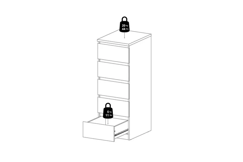 Salomns kommode 111,3 cm - Hvid højglans - Opbevaring - Opbevaringsmøbler - Kommode