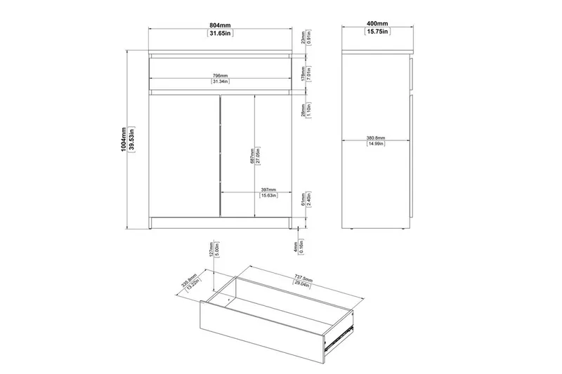 Salomns Sk ænk 80,4x40 cm - Hvid - Opbevaring - Opbevaringsmøbler - Skænke & sideboards