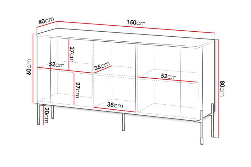 Sherie Skænk 150x40 cm - Beige - Opbevaring - Opbevaringsmøbler - Skænke & sideboards