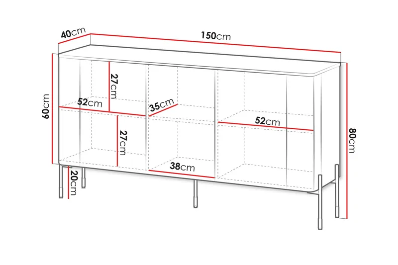Sherie Skænk 150x40 cm - Sort - Opbevaring - Opbevaringsmøbler - Skænke & sideboards