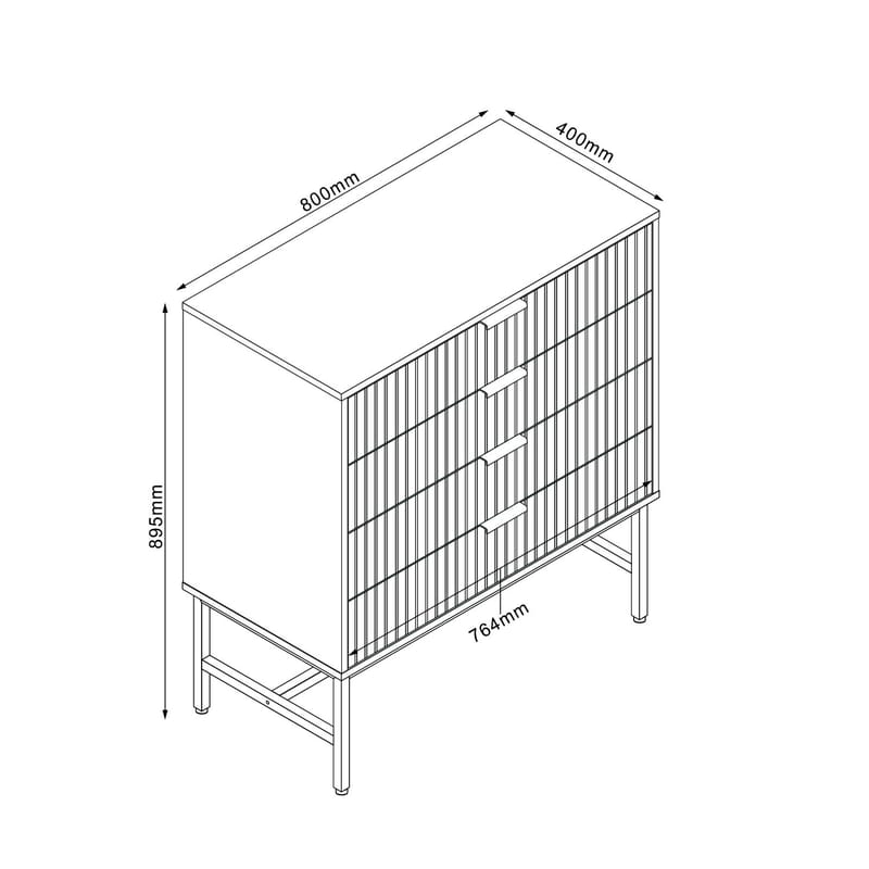 Side Board HOME4YOU 80x40x89,5 cm - sort / lyst træ - Opbevaring - Opbevaringsmøbler - Skænke & sideboards