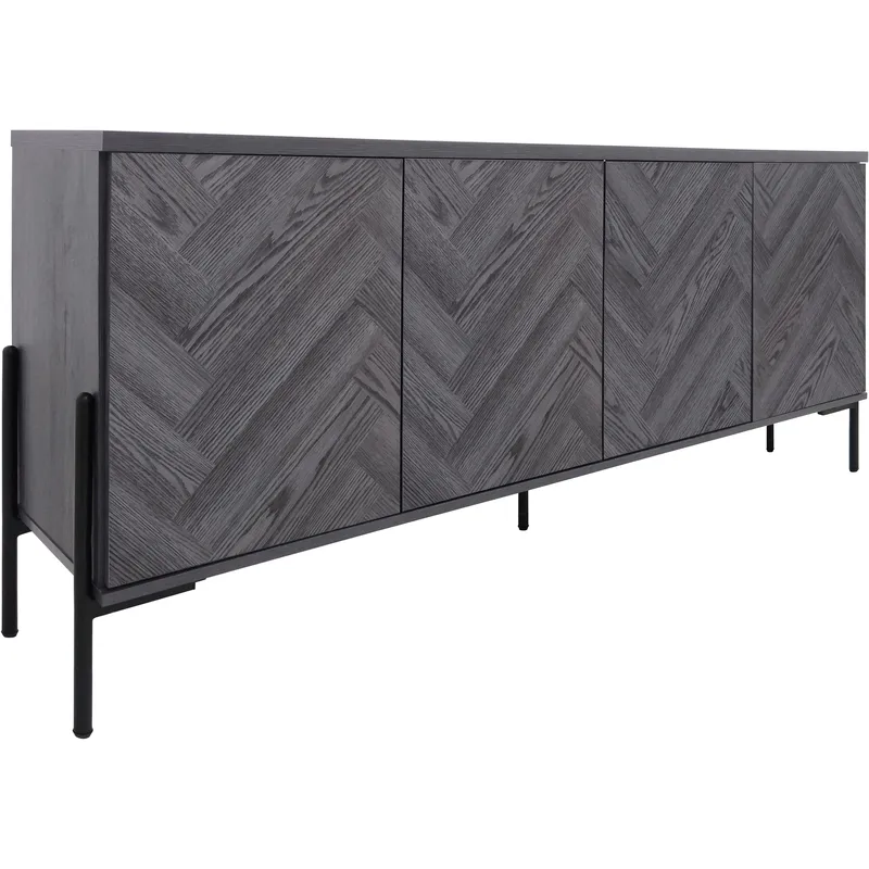 Sideboard Loft24 Grått fiskbensmönster/grå ek, Grå eg i sildebensmønster / grå eg